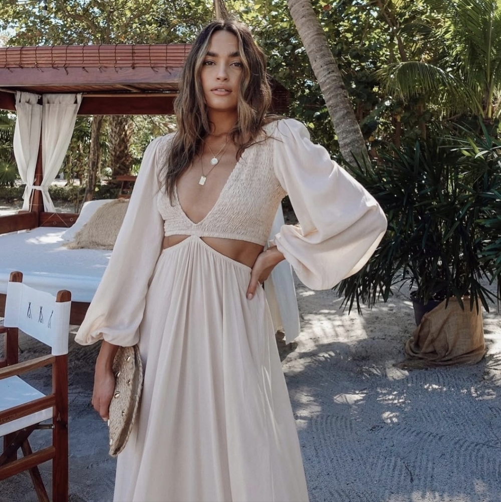 Indah Cream Maxi Dress
